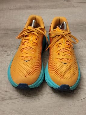 Hoka One One Orange and Turquoise Athletic Running Shoes